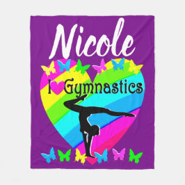 PAARSE REGENBOOG IK HOU VAN GYMNASTIEK DESIGN FLEECE DEKEN