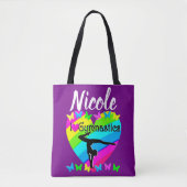PAARSE REGENBOOG IK HOU VAN GYMNASTIEK DESIGN TOTE BAG (Voorkant)