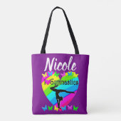 PAARSE REGENBOOG IK HOU VAN GYMNASTIEK DESIGN TOTE BAG (Achterkant)
