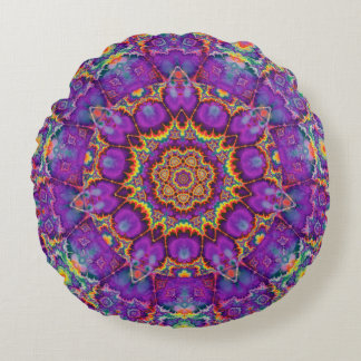 Paarse regenboog Kaleidoscoop-kunst Rond Kussen