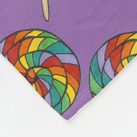 Paarse regenboog Lollipop Lolly Snoep Fleece Deken (Hoek)