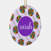 Paarse regenboog Lollipop Snoep Lollings Keramisch Ornament (Rechts)