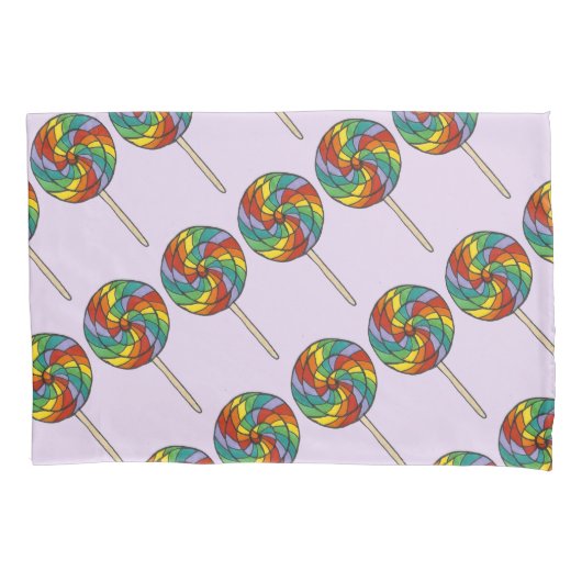 Paarse regenboog Lollipop Snoep Lollings Kussensloop (Voorkant)