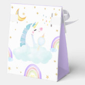 Paarse Regenboog Maan Ster Eenhoorn Baby shower Bedankdoosjes (Achterkant)