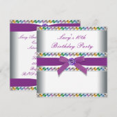 Paarse regenboog meisjes verjaardagsfeestje kaart (Voorkant / Achterkant)