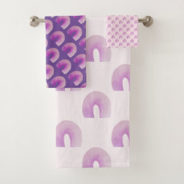 Paarse Regenboog Mid Century Modern Patroon Bad Handdoek