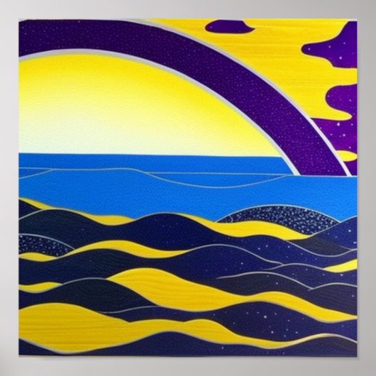 Paarse regenboog op het Poster van Zee (Voorkant)