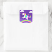Paarse regenboog Unicorn gepersonaliseerd meisje Vierkante Sticker (Tas)
