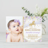 Paarse regenboog Unicorn Lavender Gold Birthday Kaart (Staand voorkant)