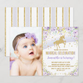 Paarse regenboog Unicorn Lavender Gold Birthday Kaart (Voorkant / Achterkant)