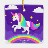 Paarse regenboog Unicorn persoonlijk jaar Magisch Keramisch Ornament (Voorkant)