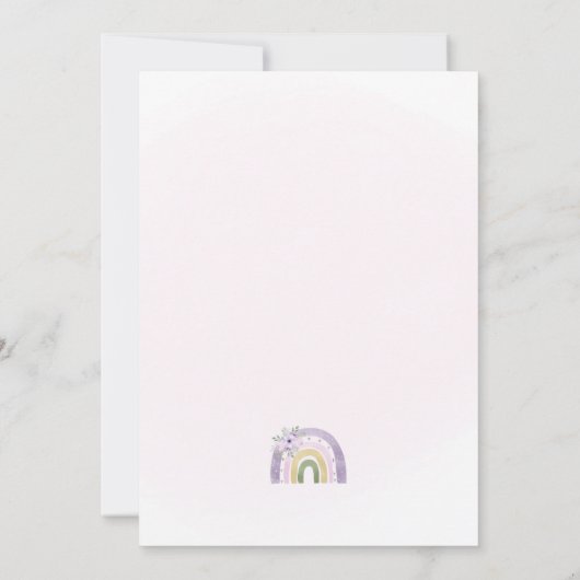 Paarse regenboog verjaardagsfeest nodigen Boho Flo Kaart (Achterkant)