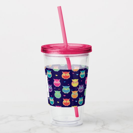 Paarse regenboogboompatroonmonogrammen meisjes acryl drinkbeker (Links)