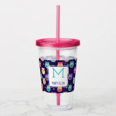 Paarse regenboogboompatroonmonogrammen meisjes acryl drinkbeker (Voorkant)