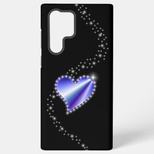 Paarse Regenbooghart met Sterren op zwart Samsung Galaxy Hoesje