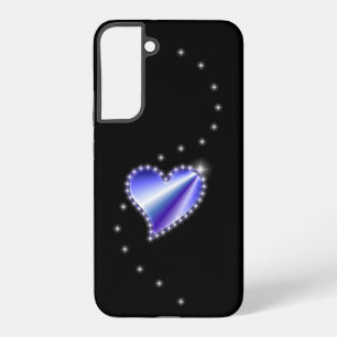 Paarse Regenbooghart met Sterren op zwart Samsung Galaxy Hoesje