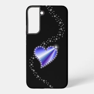 Paarse Regenbooghart met Sterren op zwart Samsung Galaxy Hoesje