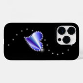 Paarse regenbooghartslag met sterren op zwart Case-Mate iPhone case (Achterkant (horizontaal))
