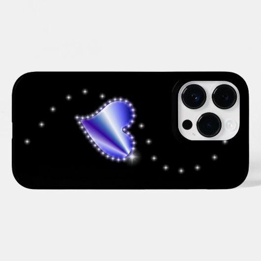 Paarse regenbooghartslag met sterren op zwart Case-Mate iPhone case (Achterkant (horizontaal))