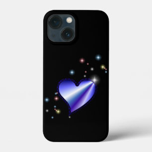 Paarse regenbooghartslag met sterren op zwart Case-Mate iPhone case
