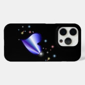 Paarse regenbooghartslag met sterren op zwart Case-Mate iPhone case (Achterkant (horizontaal))
