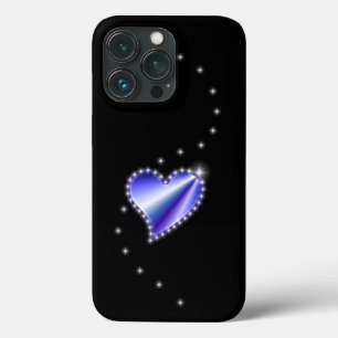 Paarse regenbooghartslag met sterren op zwart Case-Mate iPhone case