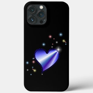 Paarse regenbooghartslag met sterren op zwart Case-Mate iPhone case