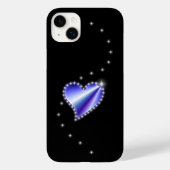 Paarse regenbooghartslag met sterren op zwart Case-Mate iPhone case (Achterkant)