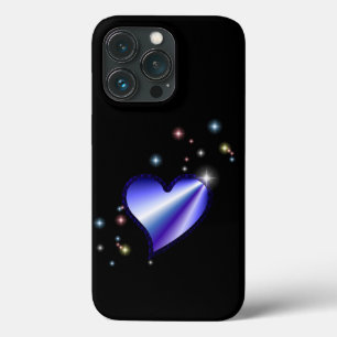 Paarse regenbooghartslag met sterren op zwart Case-Mate iPhone case