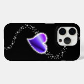 Paarse regenbooghartslag met sterren op zwart Case-Mate iPhone case (Achterkant (horizontaal))