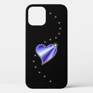 Paarse regenbooghartslag met sterren op zwart Case-Mate iPhone case