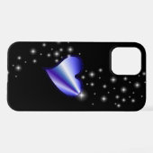 Paarse regenbooghartslag met sterren op zwart iPhone hoesje (Achterkant horizontaal)