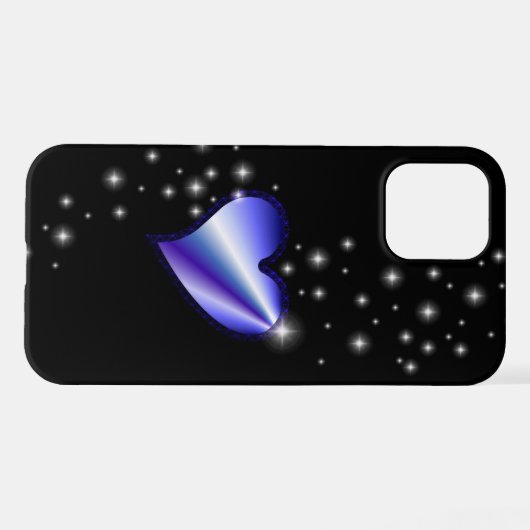 Paarse regenbooghartslag met sterren op zwart iPhone hoesje (Achterkant horizontaal)