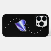 Paarse regenbooghartslag met sterren op zwart iPhone hoesje (Achterkant horizontaal)