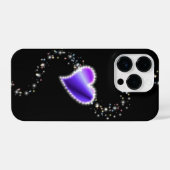 Paarse regenbooghartslag met sterren op zwart iPhone hoesje (Achterkant horizontaal)