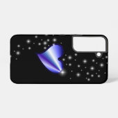 Paarse regenbooghartslag met sterren op zwart samsung galaxy hoesje (Achterkant horizontaal)