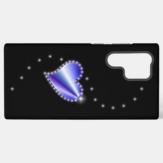 Paarse regenbooghartslag met sterren op zwart samsung galaxy hoesje (Achterkant horizontaal)