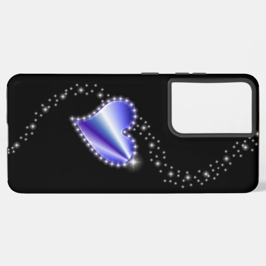 Paarse regenbooghartslag met sterren op zwart samsung galaxy hoesje (Linkerkant)