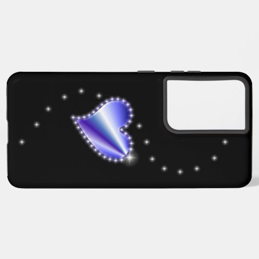 Paarse regenbooghartslag met sterren op zwart samsung galaxy hoesje (Linkerkant)