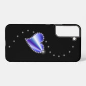 Paarse regenbooghartslag met sterren op zwart samsung galaxy hoesje (Achterkant horizontaal)