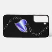 Paarse regenbooghartslag met sterren op zwart samsung galaxy hoesje (Achterkant horizontaal)