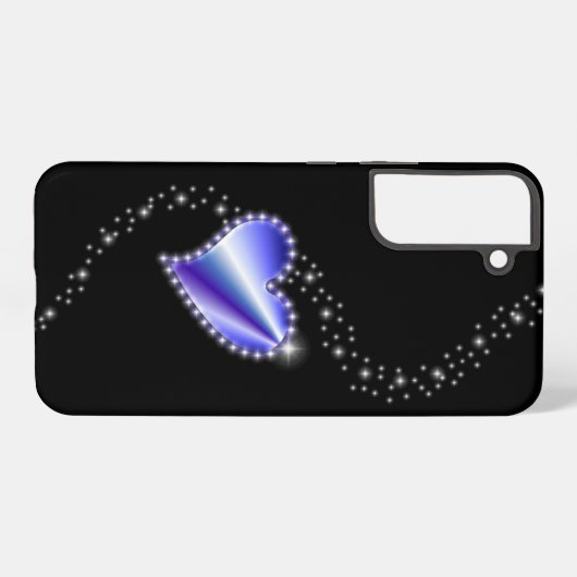 Paarse regenbooghartslag met sterren op zwart samsung galaxy hoesje (Achterkant horizontaal)