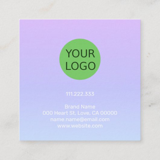 Paarse regenboogkleurige verloopweergave vierkante visitekaartje (Achterkant)