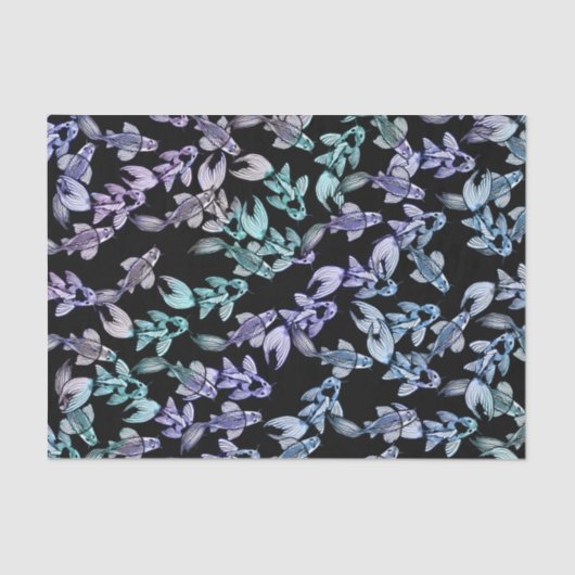 Paarse regenboogKoi Pond Art Kois Vispatroon Tissuepapier (Voorkant)