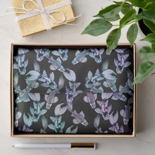 Paarse regenboogKoi Pond Art Kois Vispatroon Tissuepapier (Geschenk)