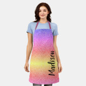 Paarse regenbooglitter gepersonaliseerd schort (Gedragen)