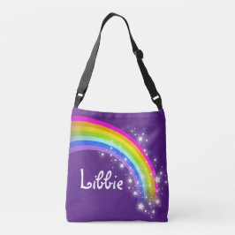 Paarse regenboogmeisjes noemen canvas tas