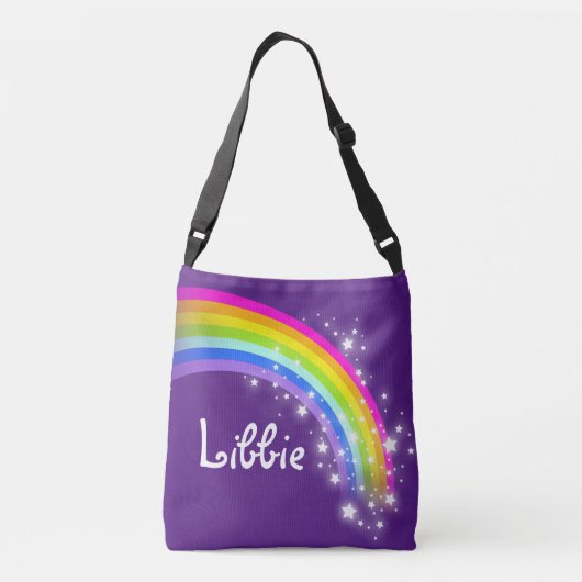 Paarse regenboogmeisjes noemen canvas tas (Achterkant)