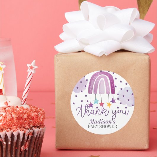 Paarse regenboogspastel Dank u wel Ronde Sticker (Feest)