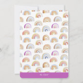 Paarse regenboogsterstars eerste verjaardag kaart (Achterkant)